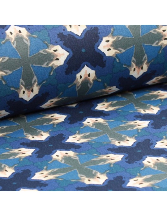 Coupon coton imprimé 150 x 50 cm bleu