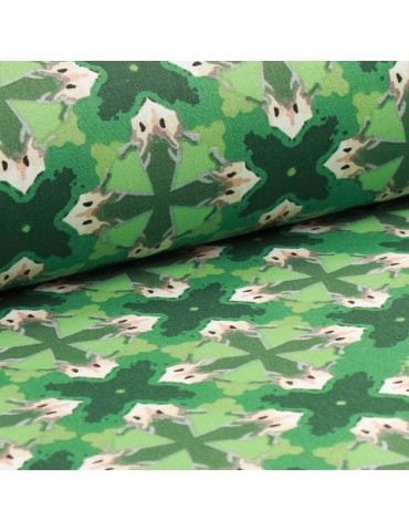 Coupon coton imprimé 150 x 50 cm vert