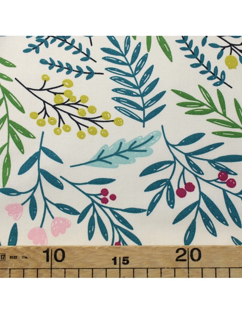 Coupon coton imprimé 150 x 50 cm vert