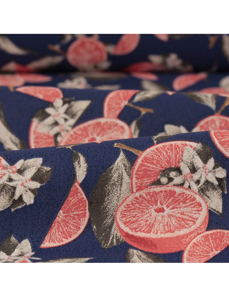 Coupon coton imprimé 150 x 50 cm bleu