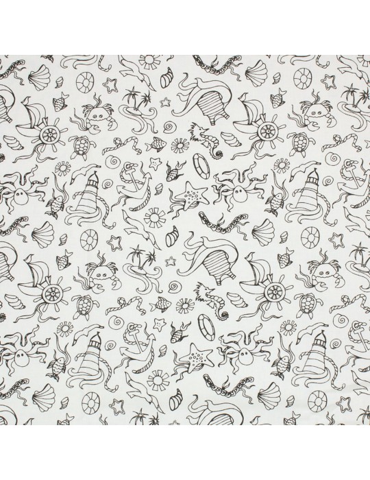 Coupon coton imprimé 300 x 150 cm blanc