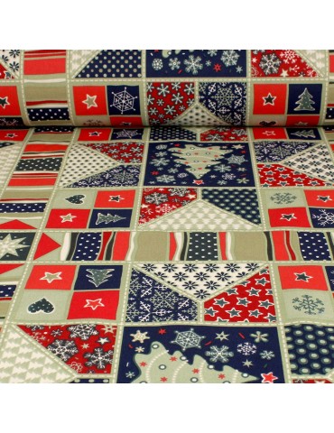 Coupon imprimé noël 150 x 50 cm rouge