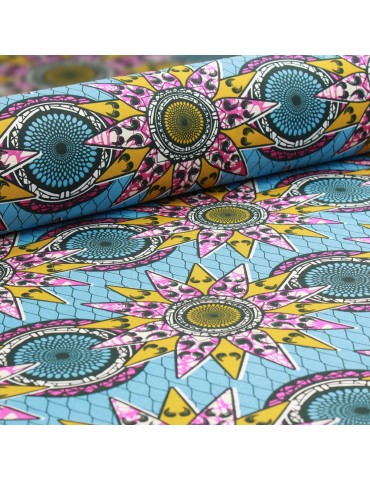 Coupon coton imprimé 300 x 150 cm bleu