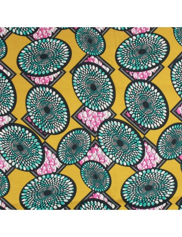 Coupon 100 % coton imprimé 150 x 50 cm jaune