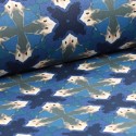 Coupon coton imprimé 300 x 150 cm bleu