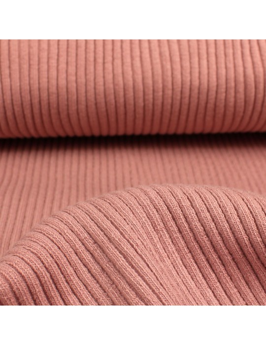 Coupon tissu bord-côte tubulaire uni 50 x 35 cm rose