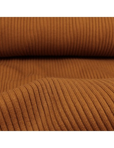Coupon tissu bord-côte tubulaire uni 50 x 35 cm marron