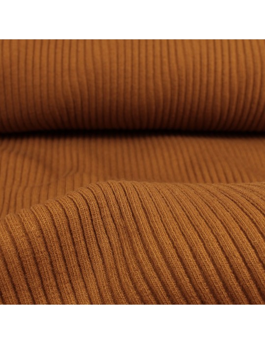 Coupon tissu bord-côte tubulaire uni 50 x 35 cm marron
