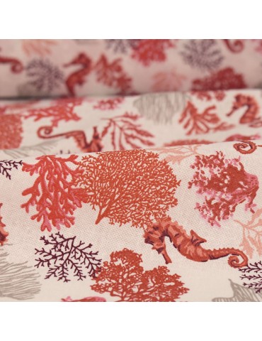 Coupon coton imprimé 50 x 50 cm rouge