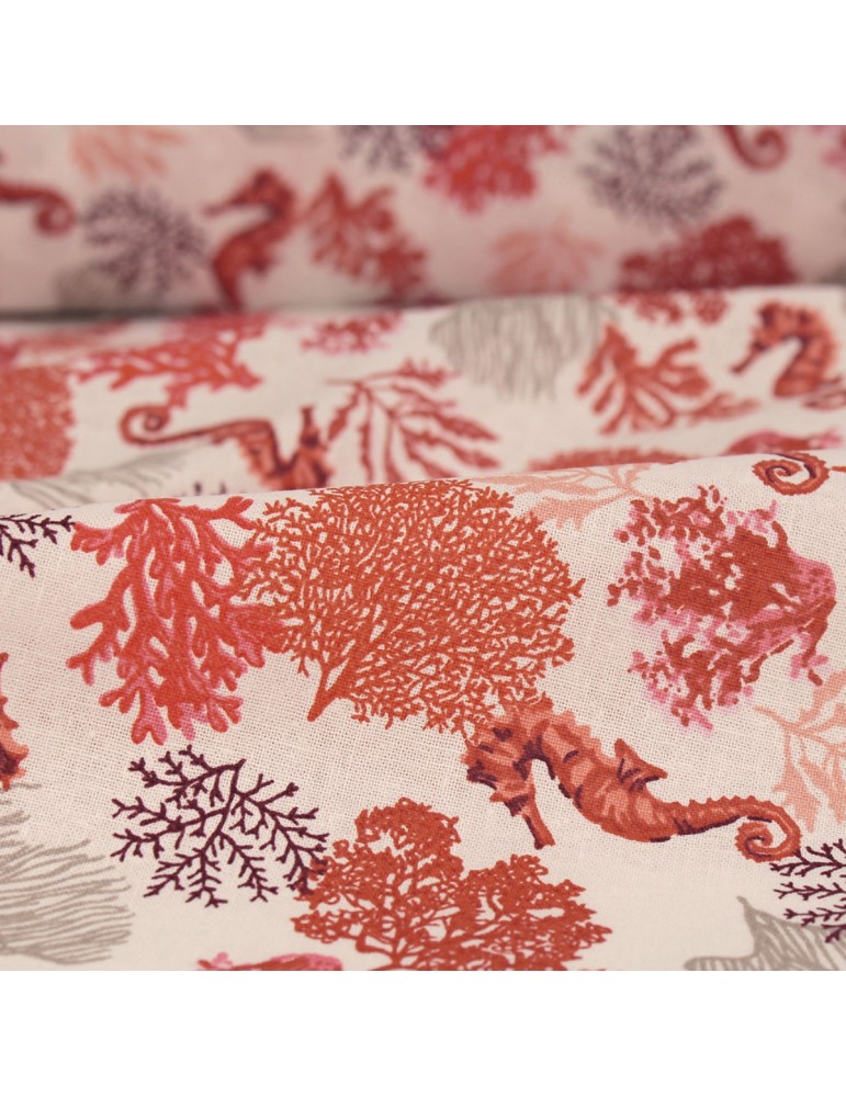 Coupon coton imprimé 50 x 50 cm rouge