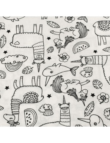 Coupon coton imprimé 50 x 50 cm blanc