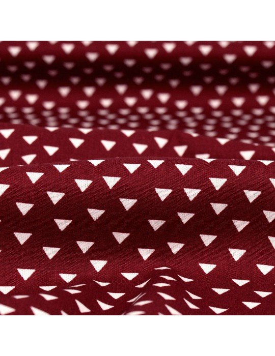 Coupon popeline imprimé motifs géométriques 45 x 50 cm rouge