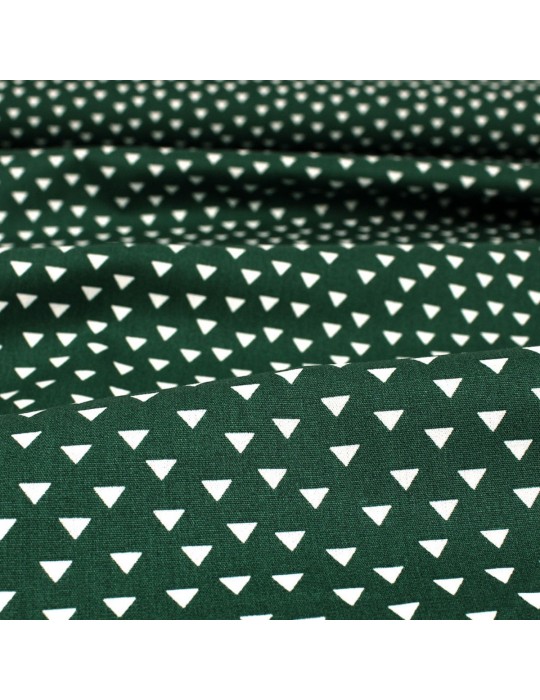 Coupon popeline imprimé motifs géométriques 45 x 50 cm vert