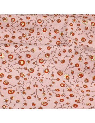 Coupon popeline imprimé fleurs rose 45 x 50 cm