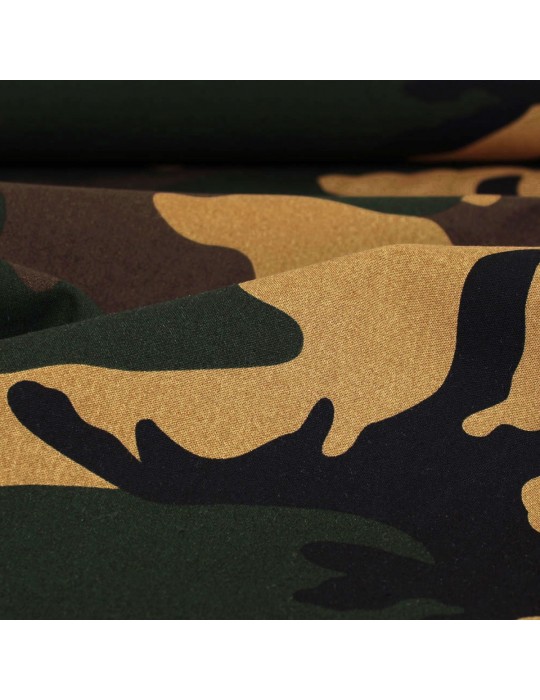 Coupon popeline imprimé camouflage 50 x 147 cm vert