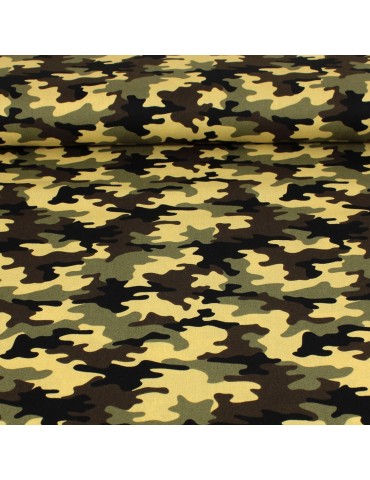 Coupon popeline imprimé camouflage 50 x 147 cm marron