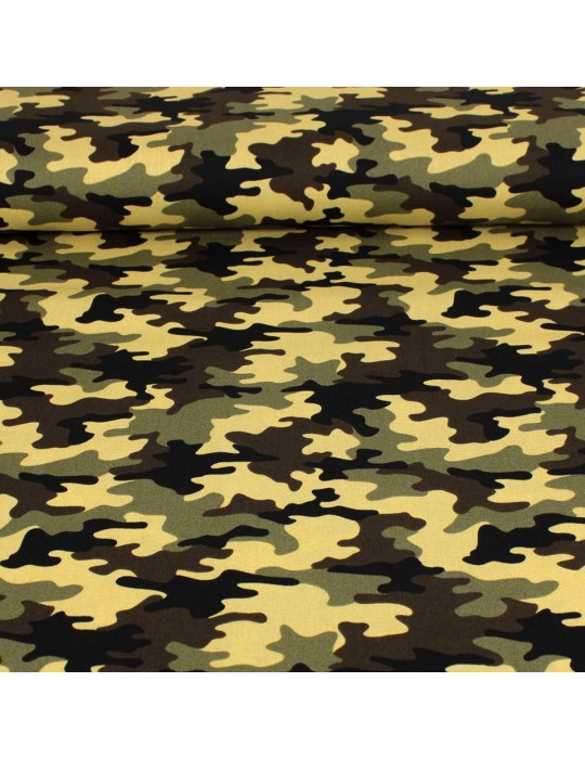 Coupon popeline imprimé camouflage 50 x 147 cm marron