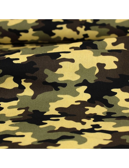 Coupon popeline imprimé camouflage 50 x 147 cm marron