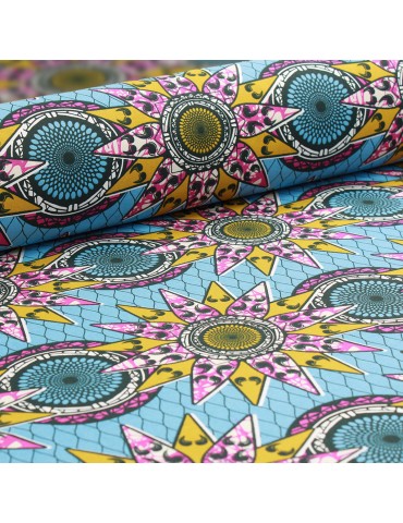 Coupon 100 % coton imprimé 150 x 50 cm bleu