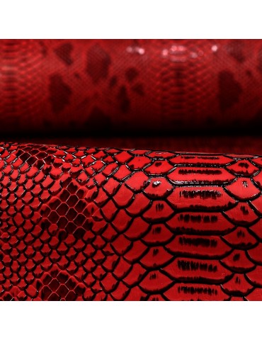Tissu simili peau de reptile rouge