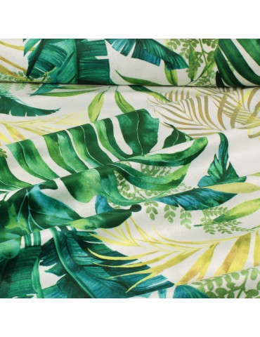Tissu velours imprimé jungle vert