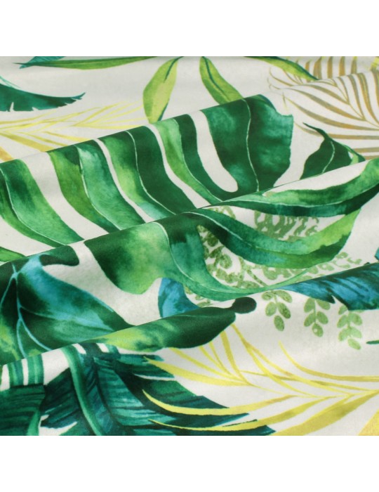 Tissu velours imprimé jungle vert