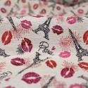 Tissu d'ameublement Jacquard tour Eiffel rose