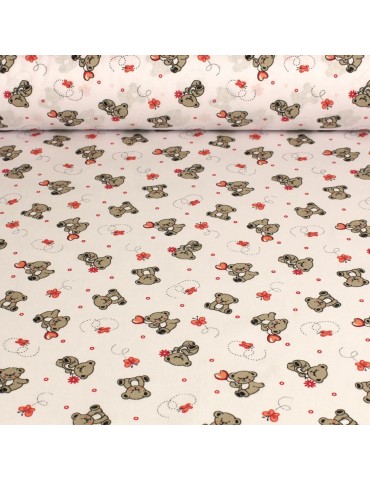 Tissu cretonne imprimé enfant 100 % coton 160 cm  blanc