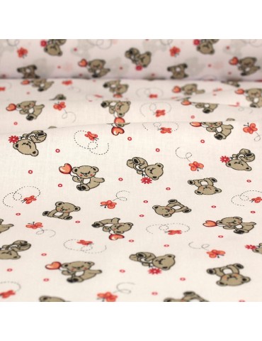 Tissu cretonne imprimé enfant 100 % coton 160 cm  blanc