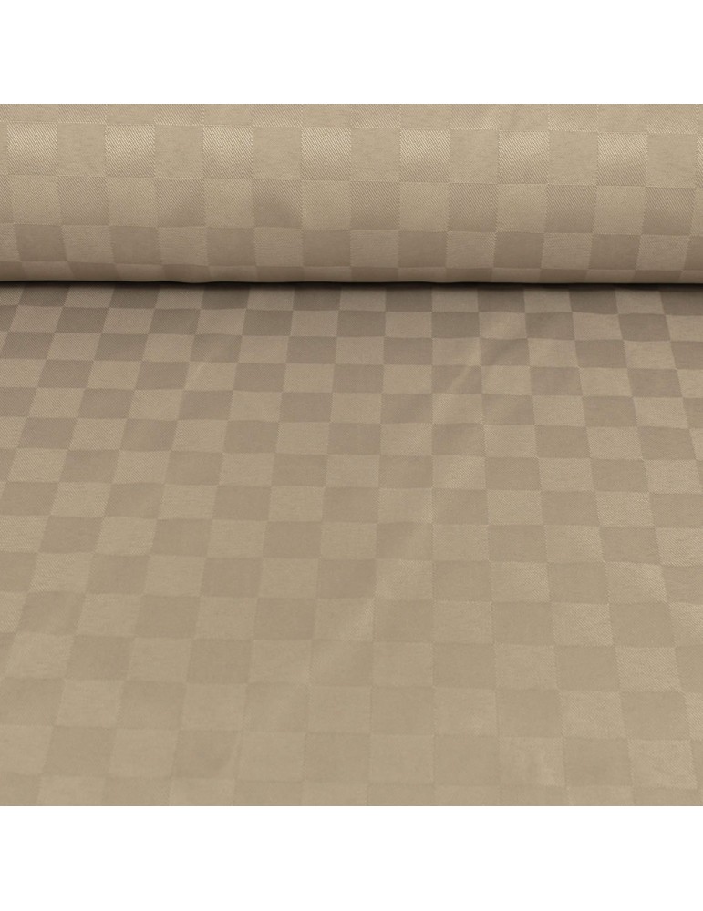 Tissu jacquard carreaux 150 cm beige