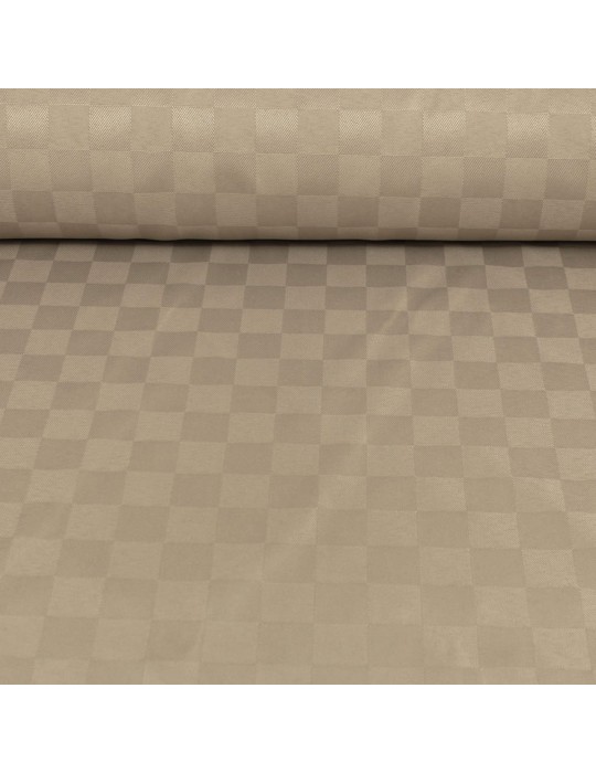 Tissu jacquard carreaux 150 cm beige