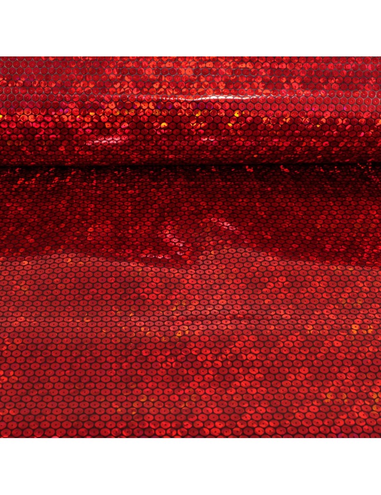 Tissu simili paillettes fêtes 140 cm rouge Tissu simili paillettes fêtes 140 cm rouge