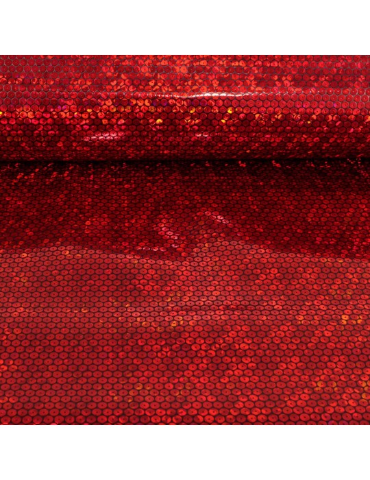 Tissu simili paillettes fêtes 140 cm rouge