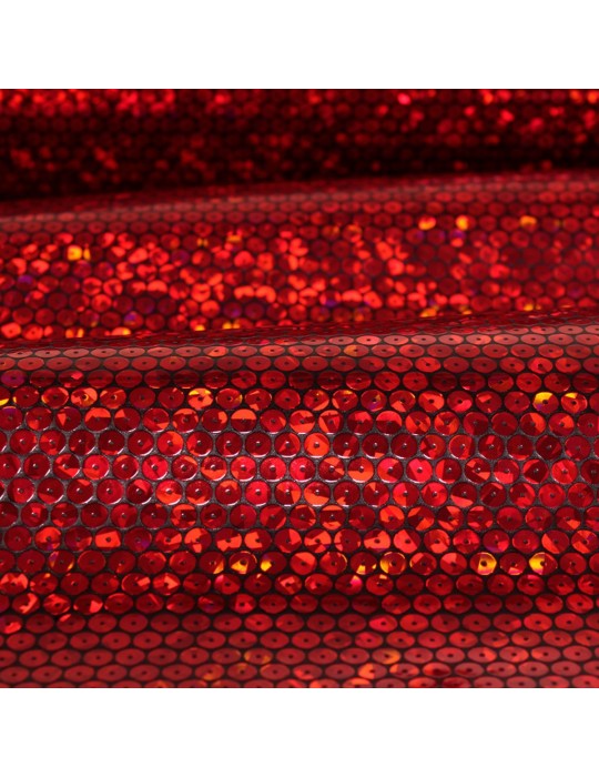 Tissu simili paillettes fêtes 140 cm rouge