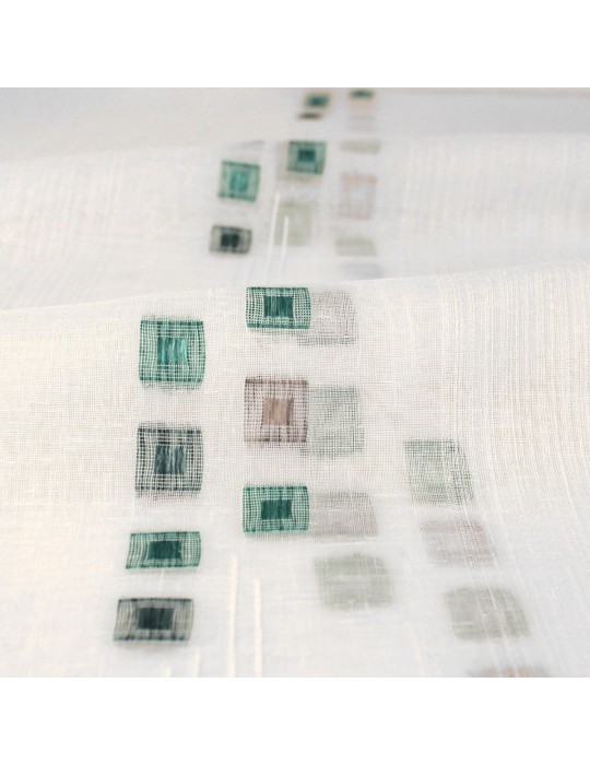 Voilage étamine blanc carrés plombé hauteur 300 cm