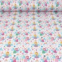 Tissu cretonne imprimé enfant 100 % coton blanc Tissu cretonne imprimé enfant 100 % coton blanc