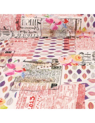 Tissu polyester imprimé affiche multicolore