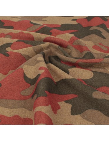Coupon lainage camouflage rouge/beige 50 x 150 cm