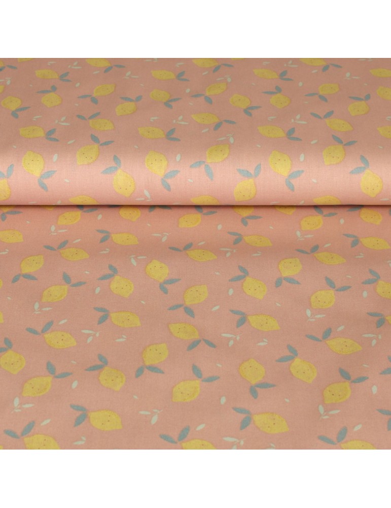 Tissu popeline imprimé bio rose