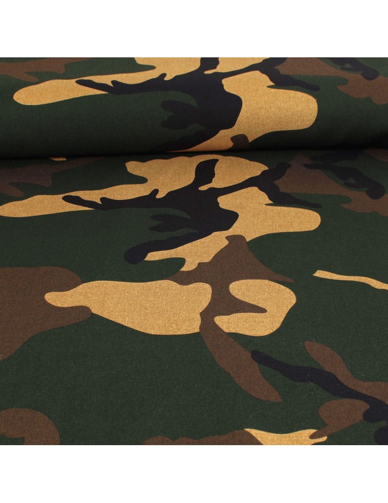 Tissu popeline imprimé camouflage vert Tissu popeline imprimé camouflage vert