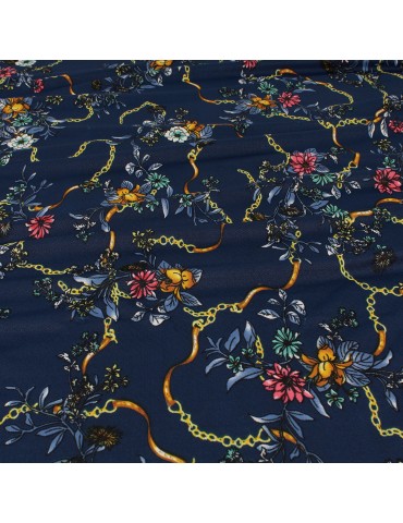 Coupon jersey végétal bleu 300 x 145 cm