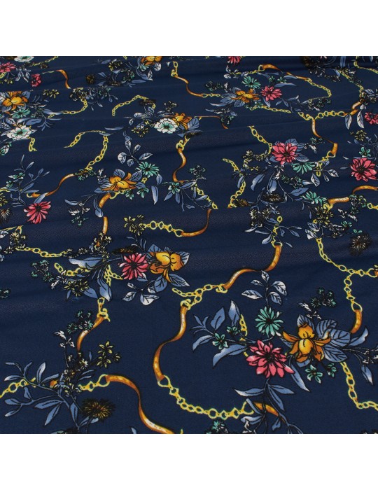 Coupon jersey végétal bleu 300 x 145 cm