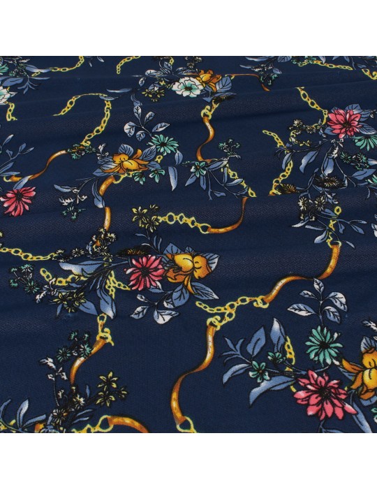 Coupon jersey végétal bleu 300 x 145 cm