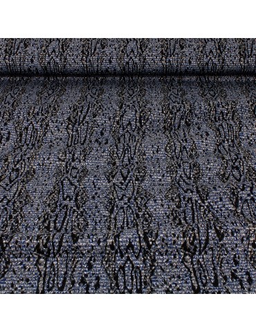 Tissu jersey brillant noir/marine