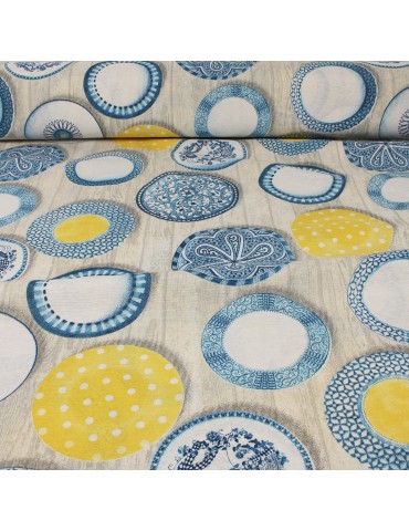 Tissu coton/polyester grande largeur bleu