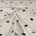 Tissu jacquard pompons gris/noir Tissu jacquard pompons gris/noir