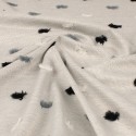 Tissu jacquard pompons gris/noir Tissu jacquard pompons gris/noir