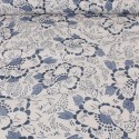Tissu voile de coton végétal blanc/bleu Tissu voile de coton végétal blanc/bleu