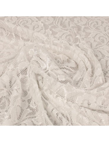 Tissu dentelle uni blanc