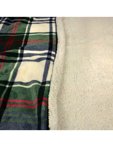 Plaid sherpa quadrillage bleu/vert 150 x 200 cm